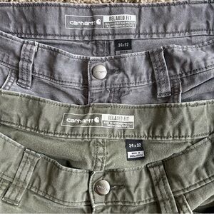 Lot of 2 Carhartt Mens 34x32 Relaxed Fit(34x30)Rugged Flex Pants Canvas 5-Pocket